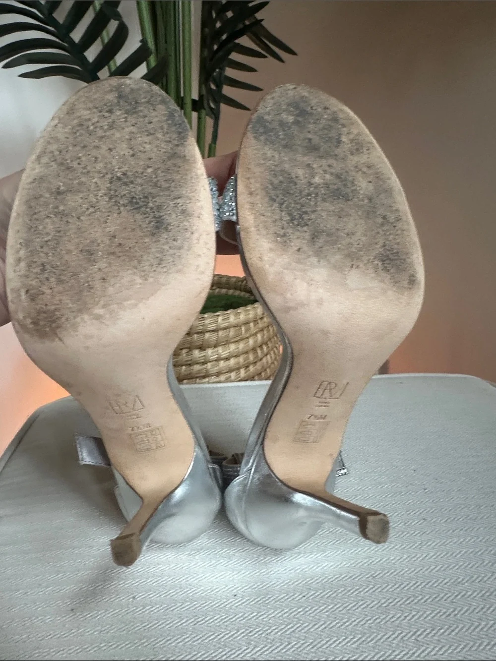 Pelle Moda silver rhinestone embellished heels